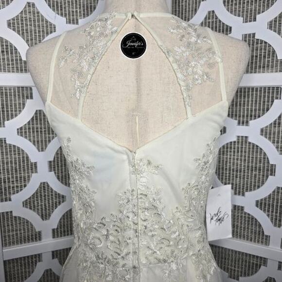 Taylor NWT Cream Embroidered Lace Sleeveless Fit & Flare Dress Size 10 - Picture 7 of 14